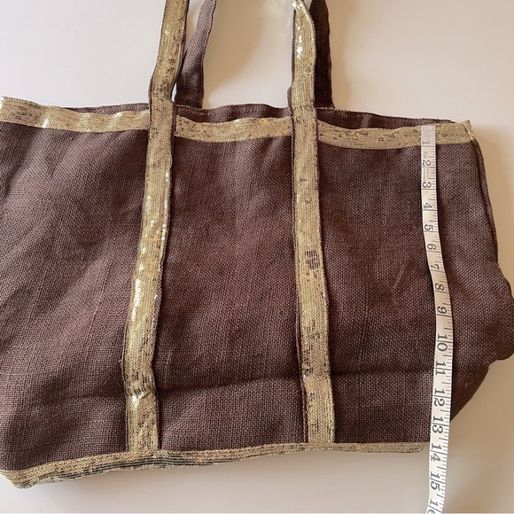 Muche et Muchette jute tote bag, chocolate brown and gold tone sequinns, NWOT - Picture 5 of 9
